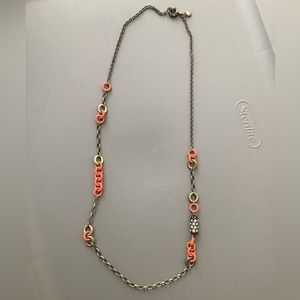J. Crew Necklace Coral Bronze Tone Long